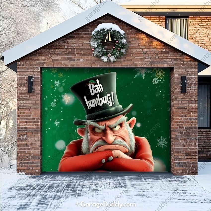 Bah Humbug | Christmas Garage Door Cover - Free Shipping