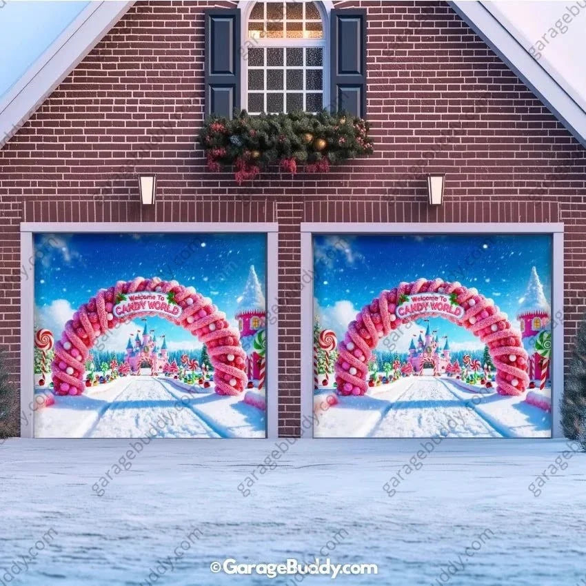 Candy World | Christmas Garage Door Cover - Free Shipping