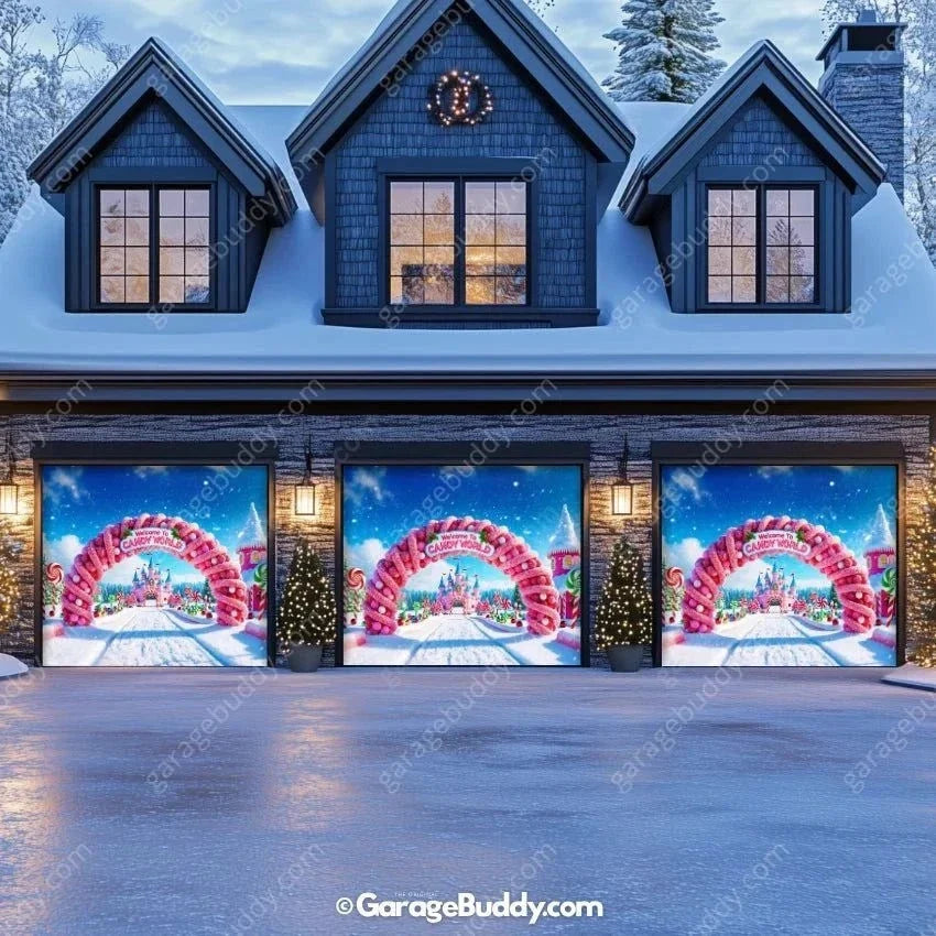 Candy World | Christmas Garage Door Cover - Free Shipping