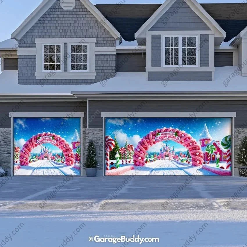 Candy World | Christmas Garage Door Cover - Free Shipping