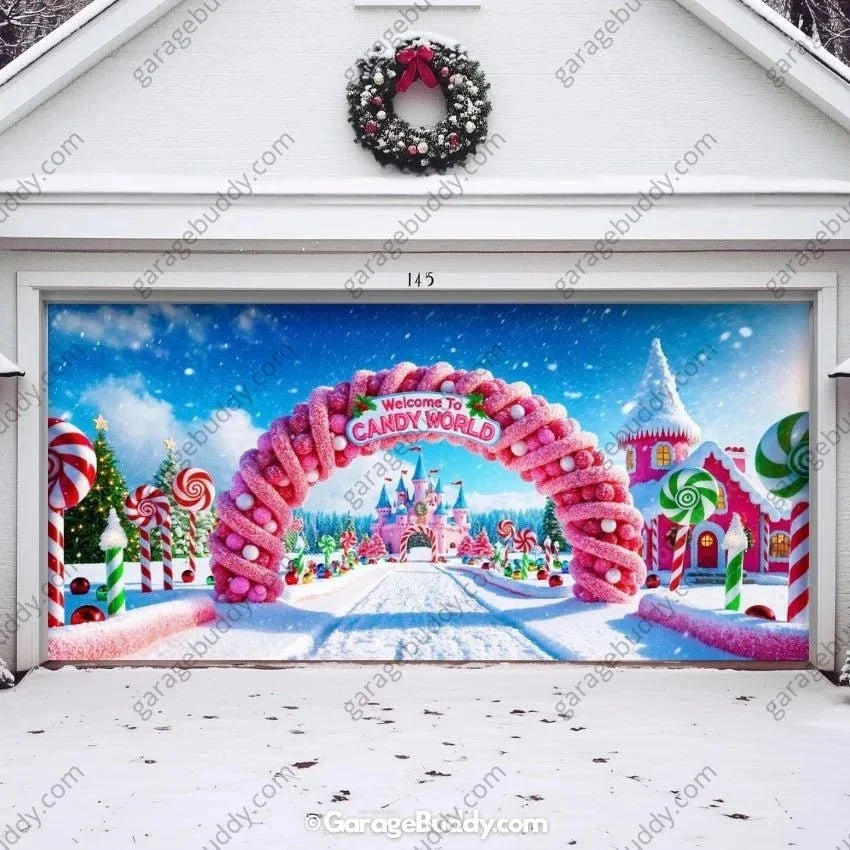 Candy World | Christmas Garage Door Cover - Free Shipping