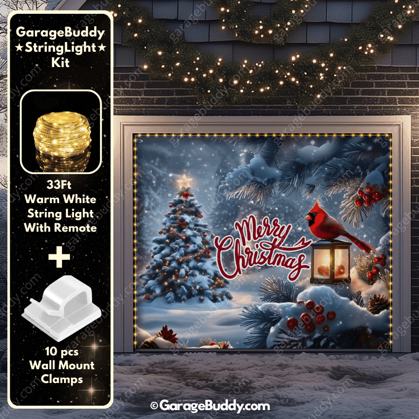 Cardinal's Christmas | Christmas Garage Door Cover - Free Shipping