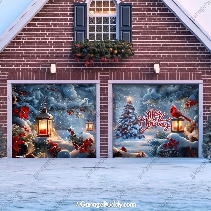 Cardinal's Christmas | Christmas Garage Door Cover - Free Shipping