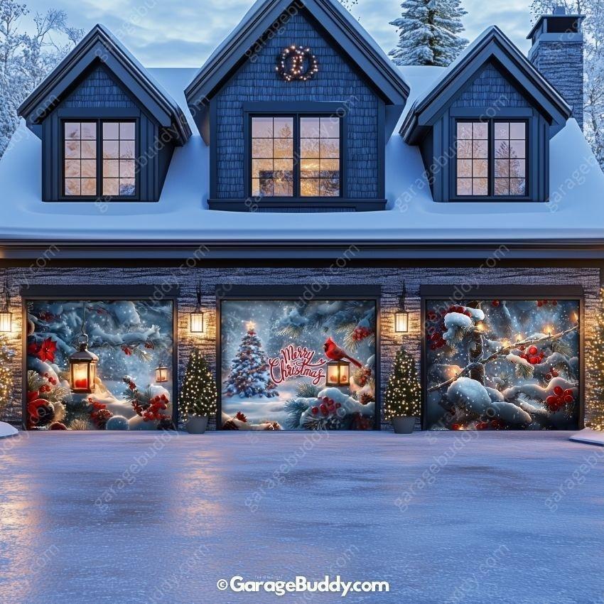 Cardinal's Christmas | Christmas Garage Door Cover - Free Shipping