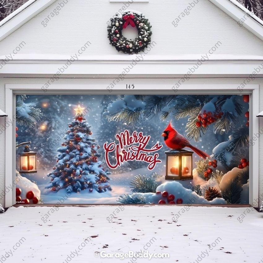 Cardinal's Christmas | Christmas Garage Door Cover - Free Shipping