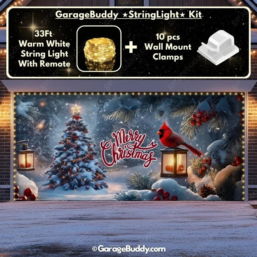 Cardinal's Christmas | Christmas Garage Door Cover - Free Shipping