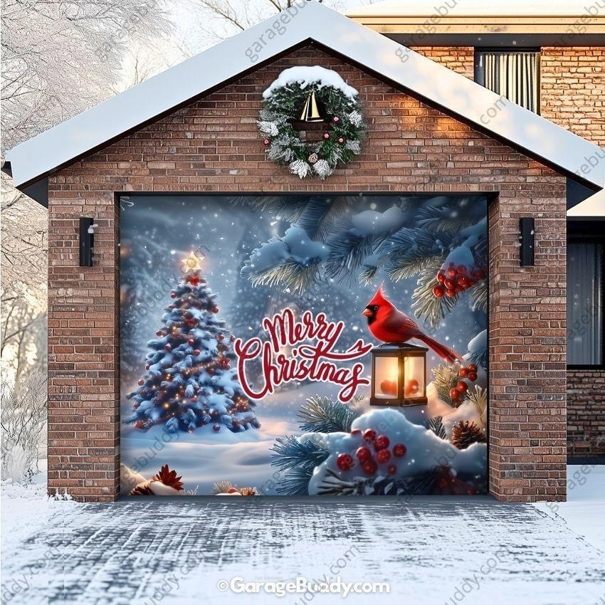 Cardinal's Christmas | Christmas Garage Door Cover - Free Shipping
