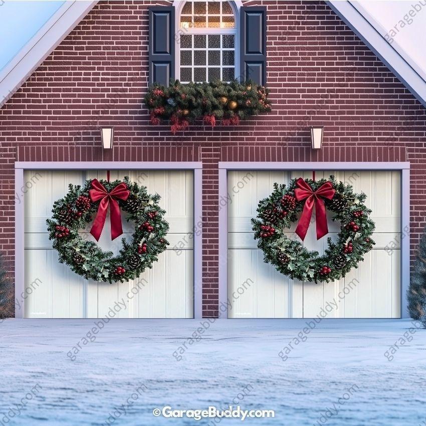 Christmas Wreath | Christmas Garage Door Cover - Free Shipping