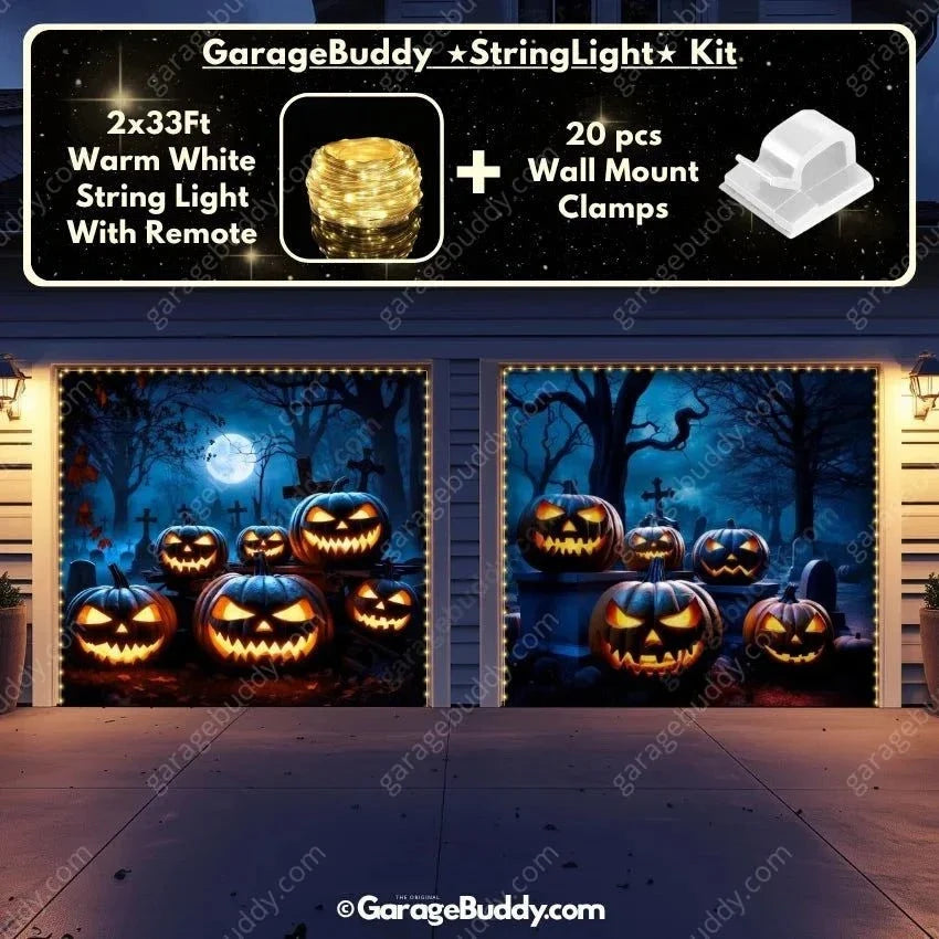 Cursed Pumpkins (Glow) | Halloween Garage Door Cover - Free Shipping