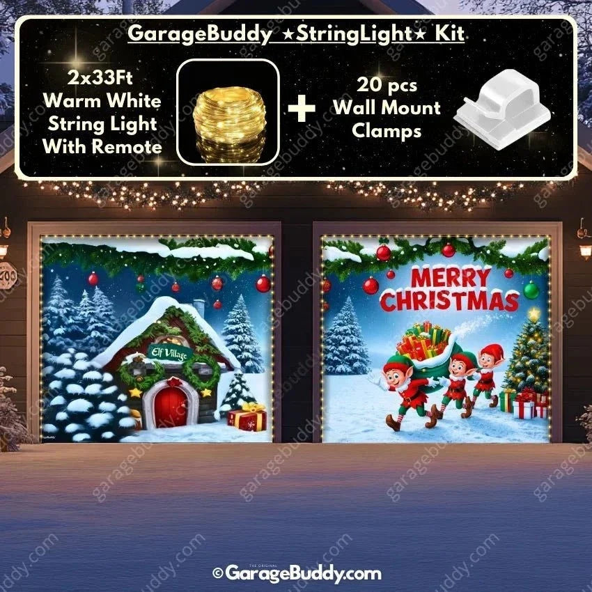 Elf Village | Christmas Garage Door Cover - Free Shipping