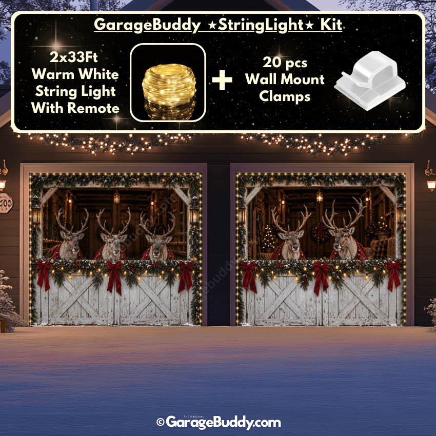 Reindeer Barn | Christmas Garage Door Cover - Free Shipping
