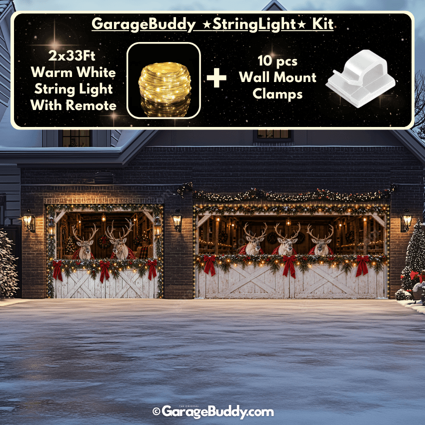 Reindeer Barn | Christmas Garage Door Cover - Free Shipping