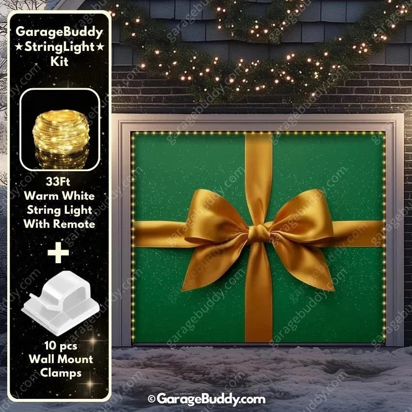 Gift Wrap (Green) | Christmas Garage Door Cover - Free Shipping