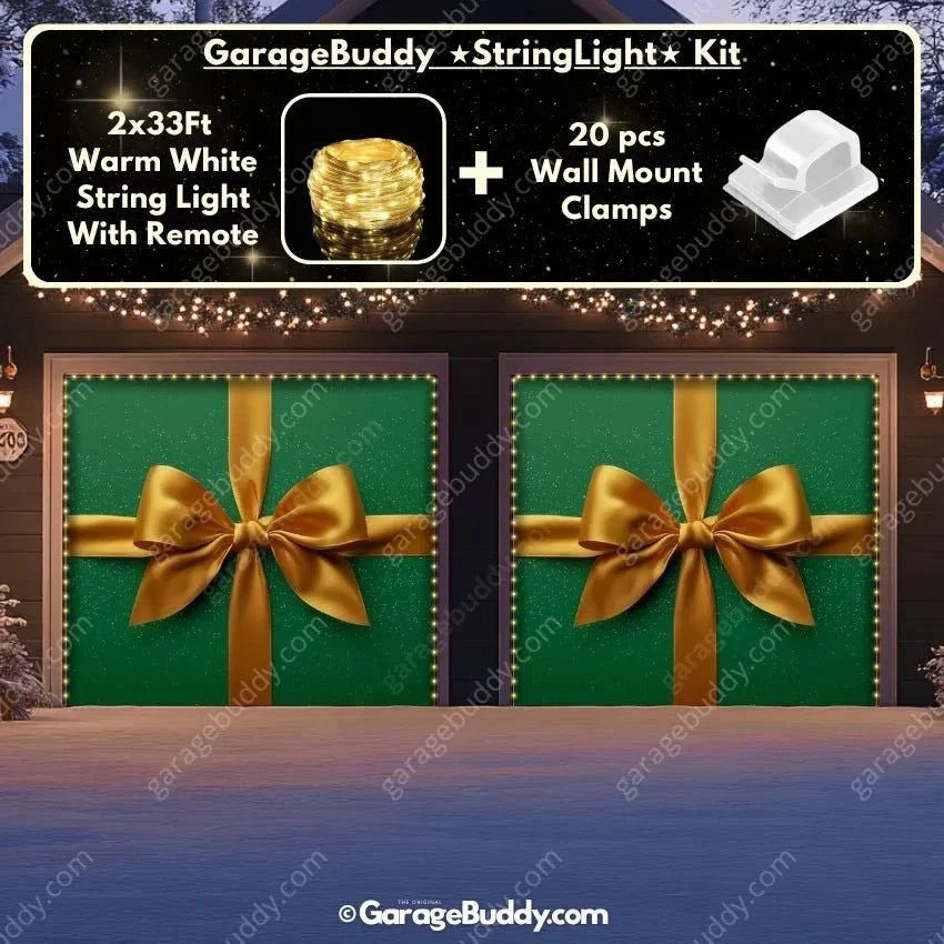 Gift Wrap (Green) | Christmas Garage Door Cover - Free Shipping