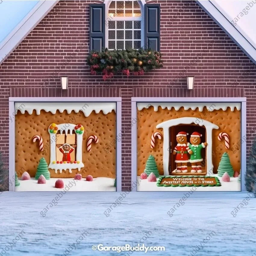 Gingerbread Family | Christmas Garage Door Cover - Free Shipping