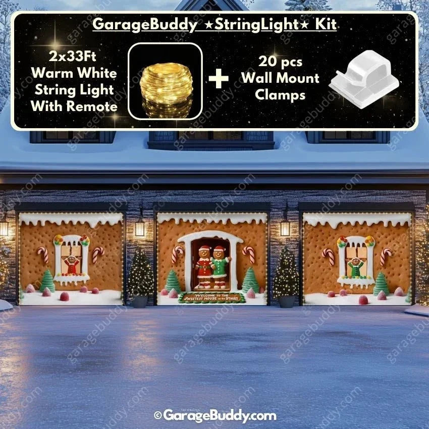 Gingerbread Family | Christmas Garage Door Cover - Free Shipping