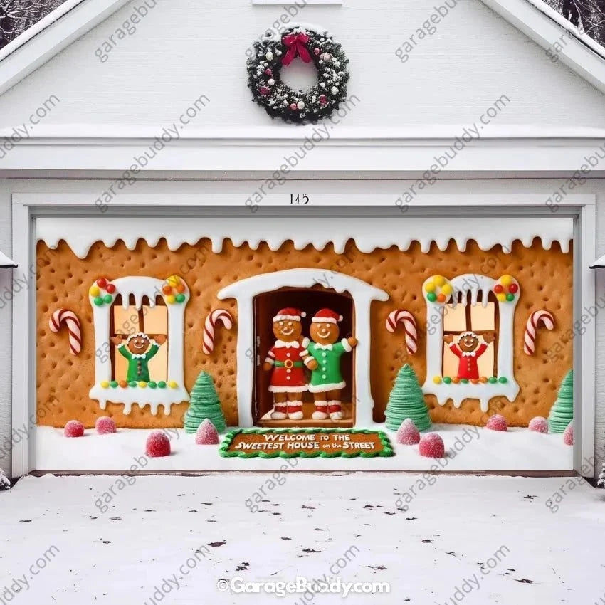 Gingerbread Family | Christmas Garage Door Cover - Free Shipping