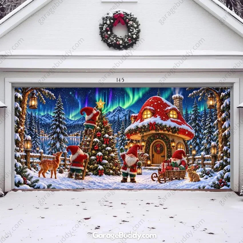 Gnome Wonderland | Christmas Garage Door Cover - Free Shipping