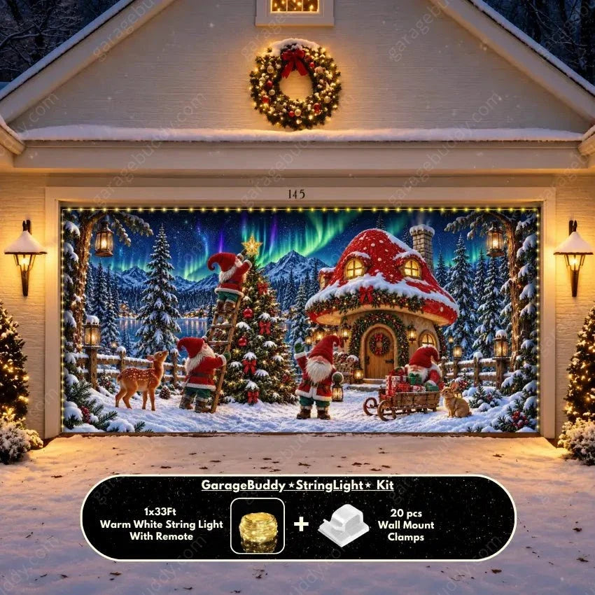 Gnome Wonderland | Christmas Garage Door Cover - Free Shipping