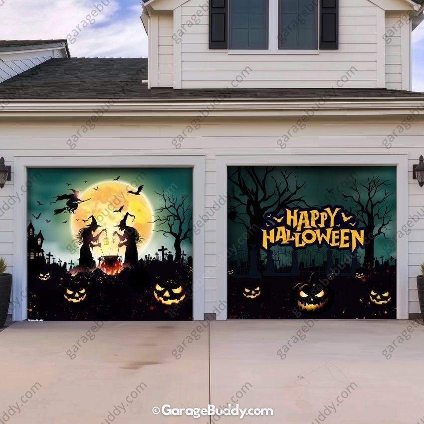 Graveyard Scene | Halloween Garage Door Cover - Free Shipping