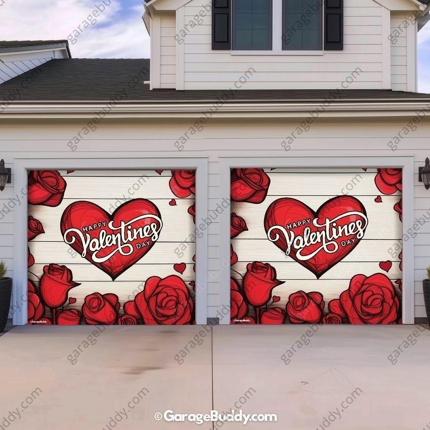 Valentine's Day (Roses) | Festive Garage Door Cover - Free Shipping