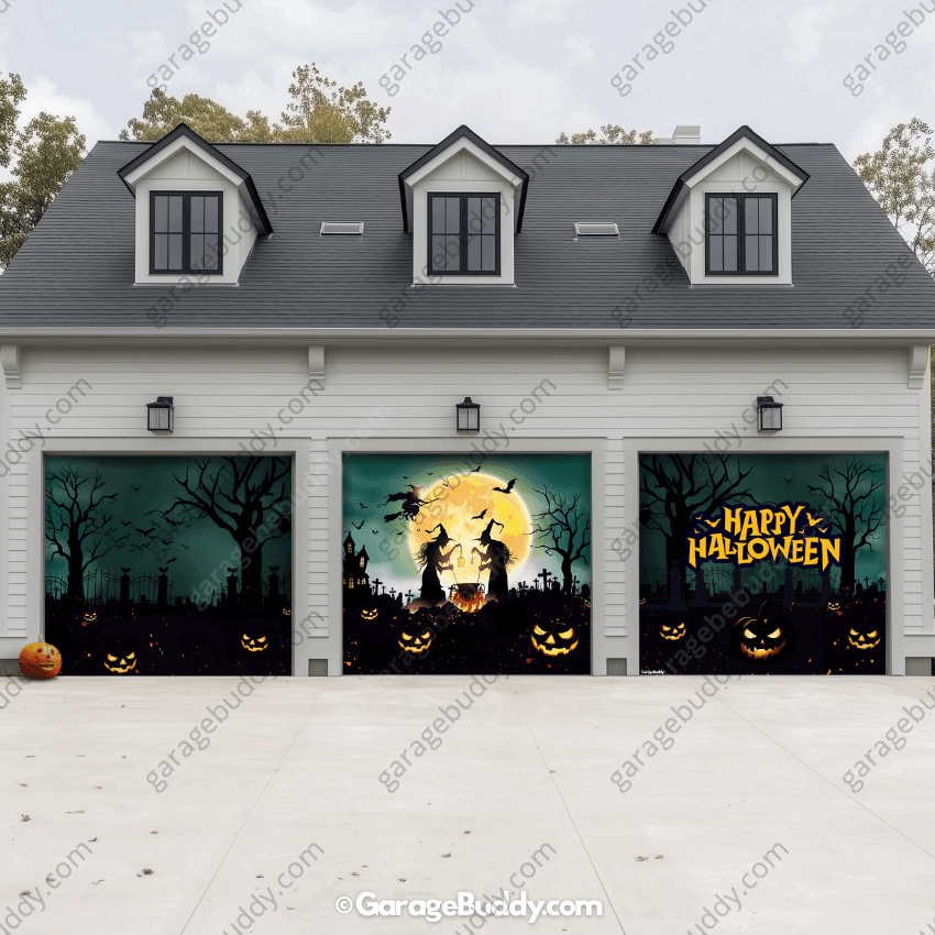 Graveyard Scene | Halloween Garage Door Cover - Free Shipping