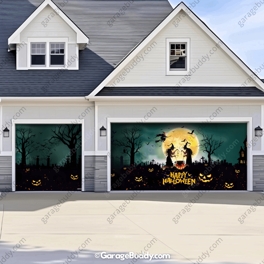 Graveyard Scene | Halloween Garage Door Cover - Free Shipping