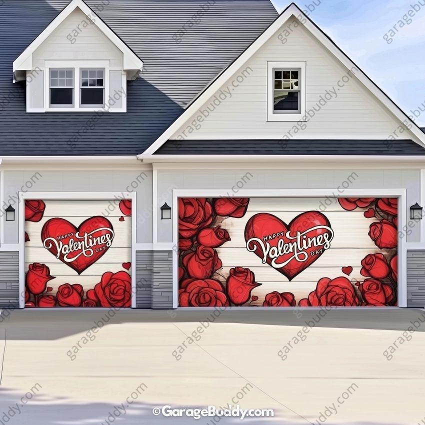 Valentine's Day (Roses) | Festive Garage Door Cover - Free Shipping
