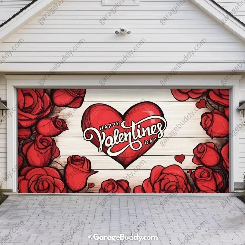 Valentine's Day (Roses) | Festive Garage Door Cover - Free Shipping