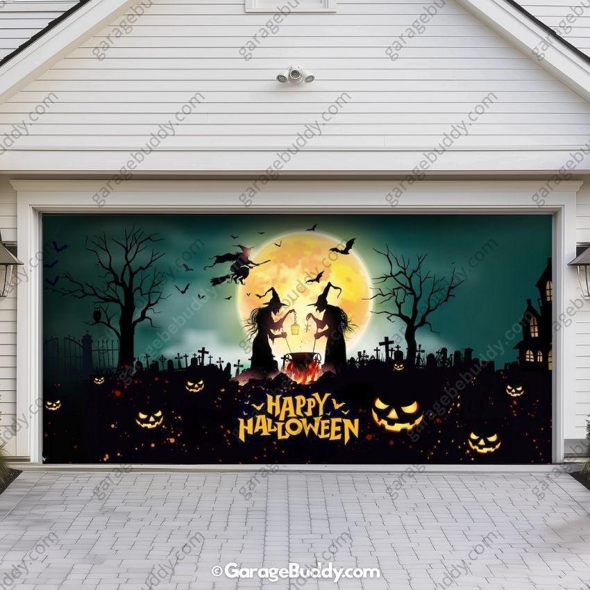 Graveyard Scene | Halloween Garage Door Cover - Free Shipping