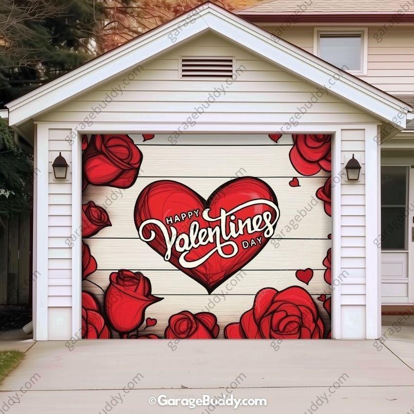 Valentine's Day (Roses) | Festive Garage Door Cover - Free Shipping