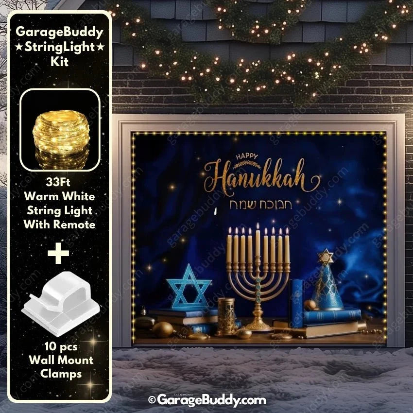 Happy Hanukkah (B) Festive Garage Door Cover - Free Shipping