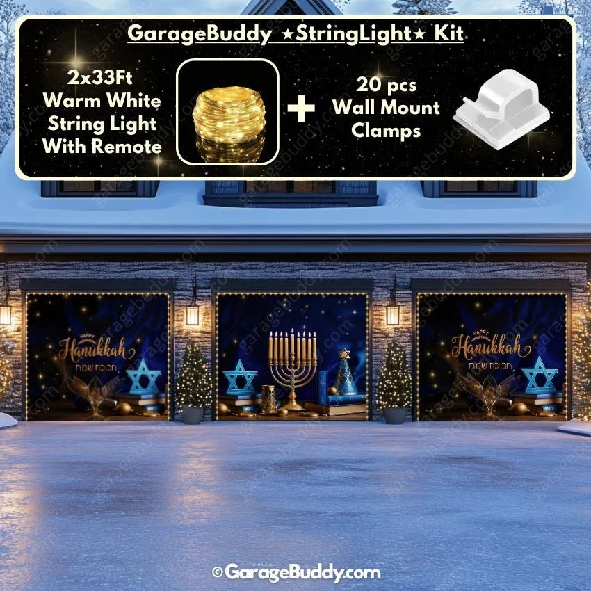 Happy Hanukkah (B) Festive Garage Door Cover - Free Shipping