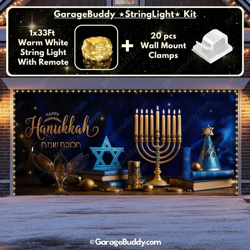 Happy Hanukkah (B) Festive Garage Door Cover - Free Shipping