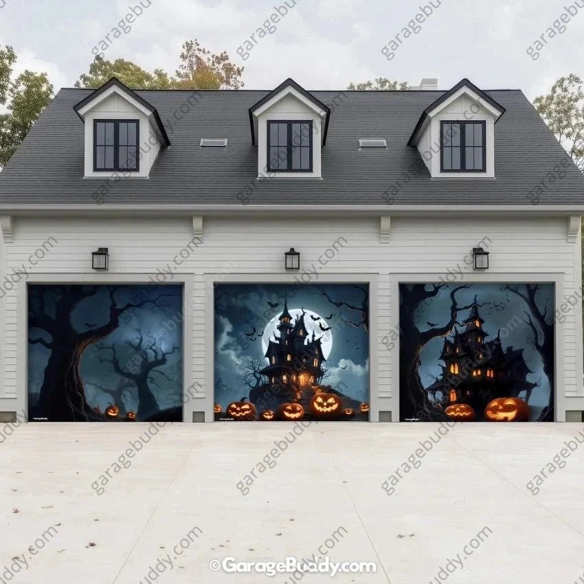 Haunted House (Glow) | Halloween Garage Door Cover - Free Shipping
