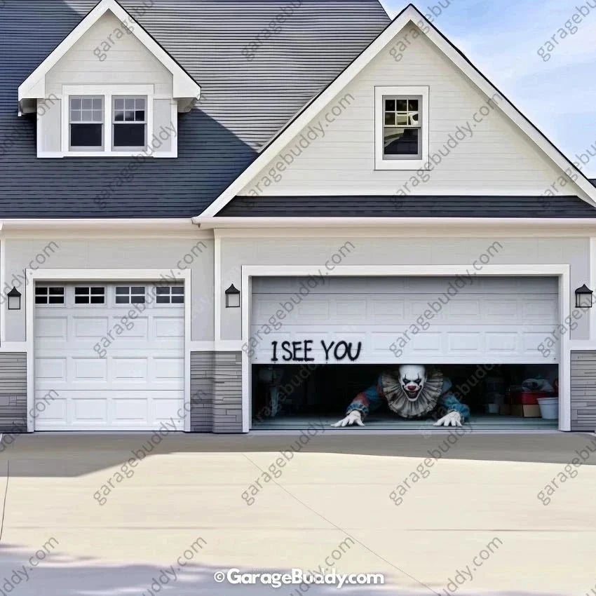 Peeking Clown (Limited Edition) | Halloween Garage Door Cover - Free Shipping