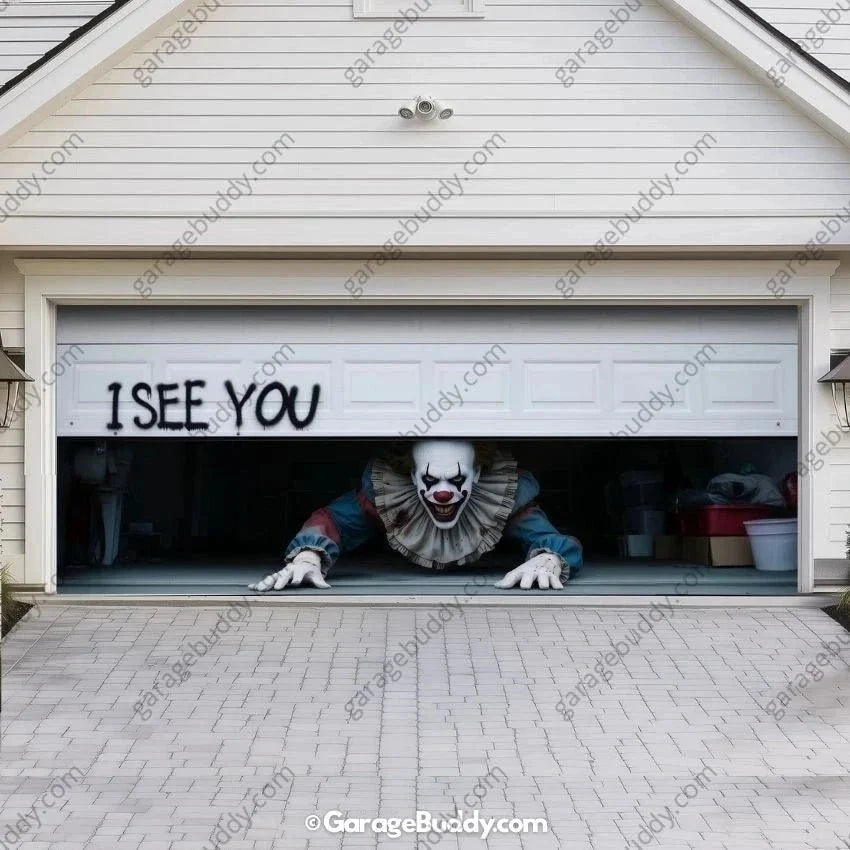 Peeking Clown (Limited Edition) | Halloween Garage Door Cover - Free Shipping