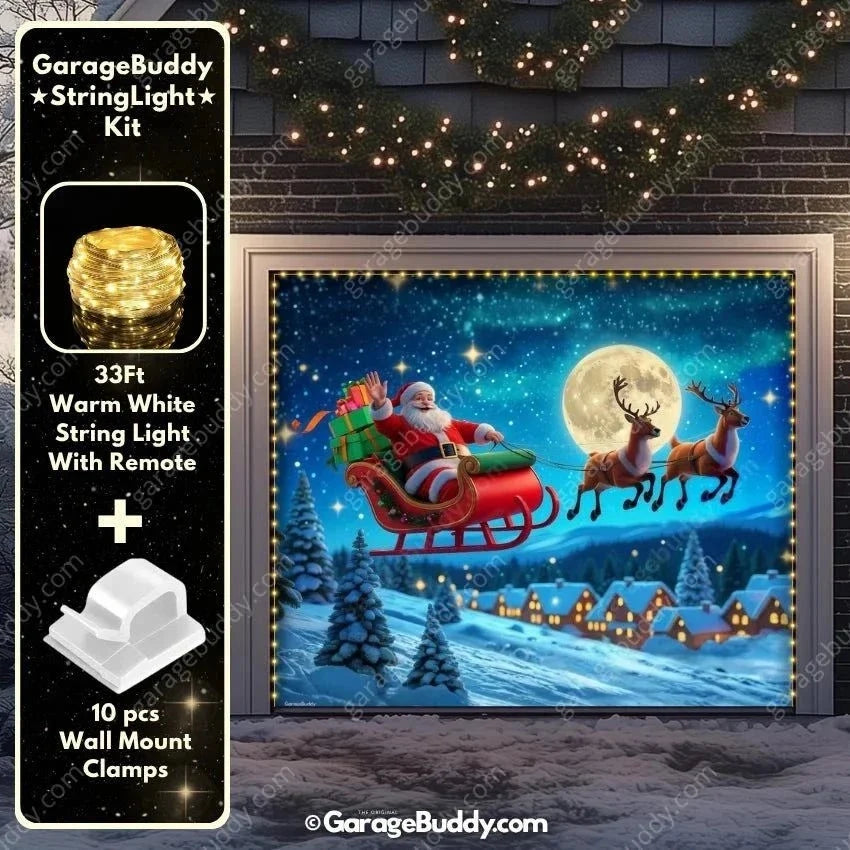 Santa's Flight | Christmas Garage Door Cover - Free Shipping