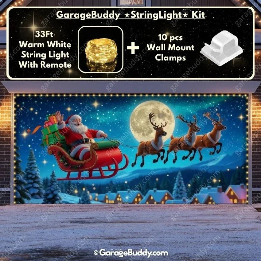 Santa's Flight | Christmas Garage Door Cover - Free Shipping