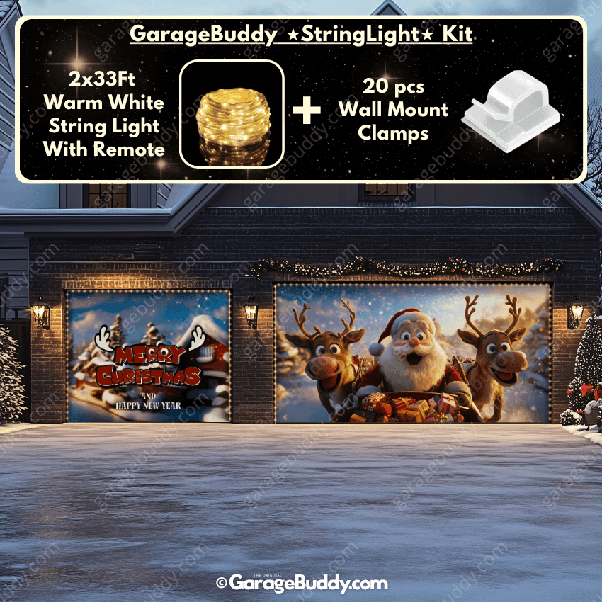 Santa & Reindeers | Christmas Garage Door Cover - Free Shipping