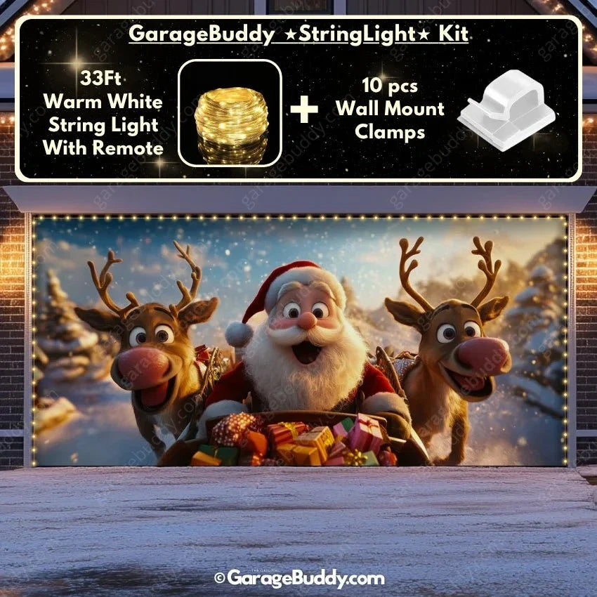 Santa & Reindeers | Christmas Garage Door Cover - Free Shipping