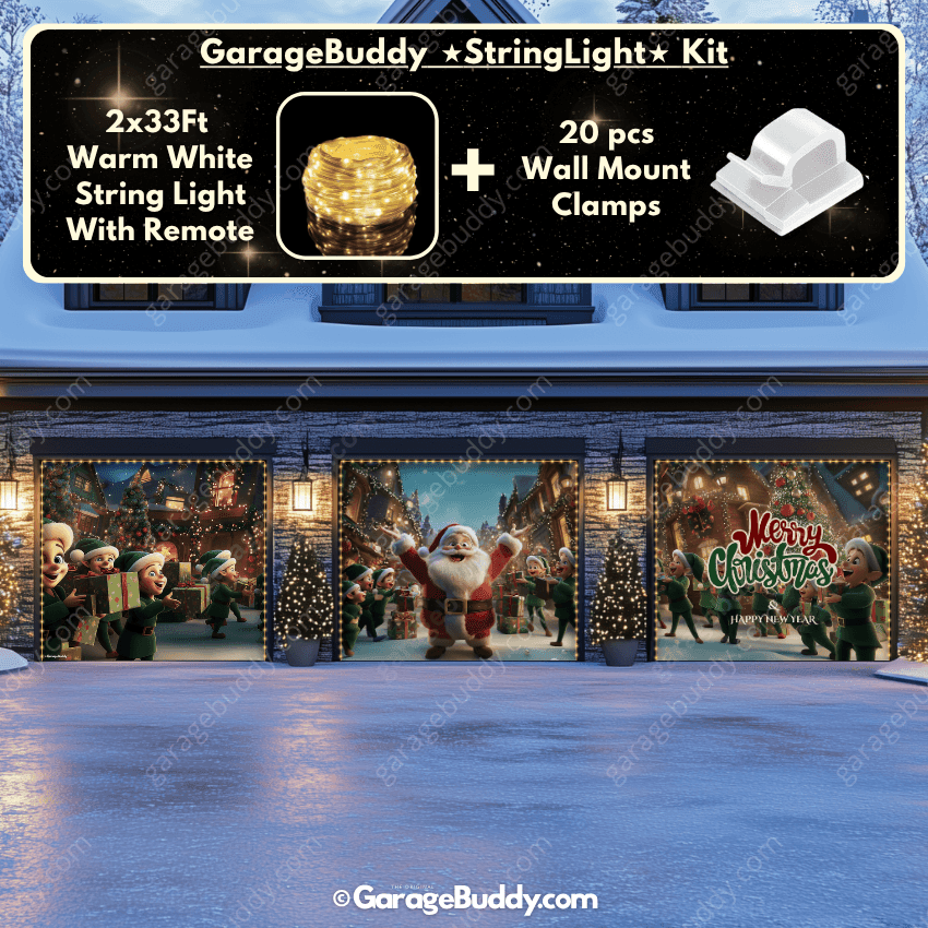 Santa And Elves | Christmas Garage Door Cover - Free Shipping