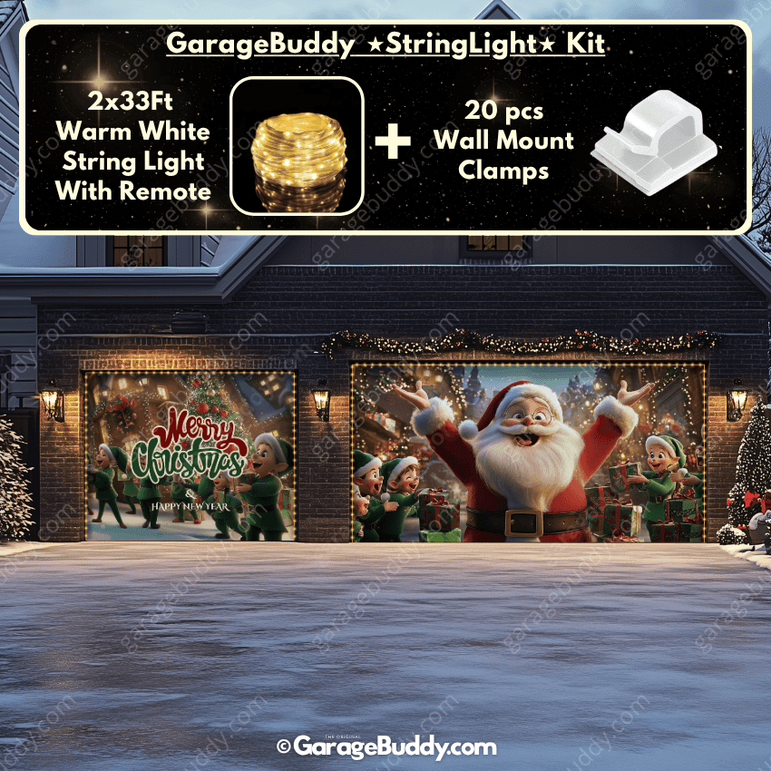 Santa And Elves | Christmas Garage Door Cover - Free Shipping