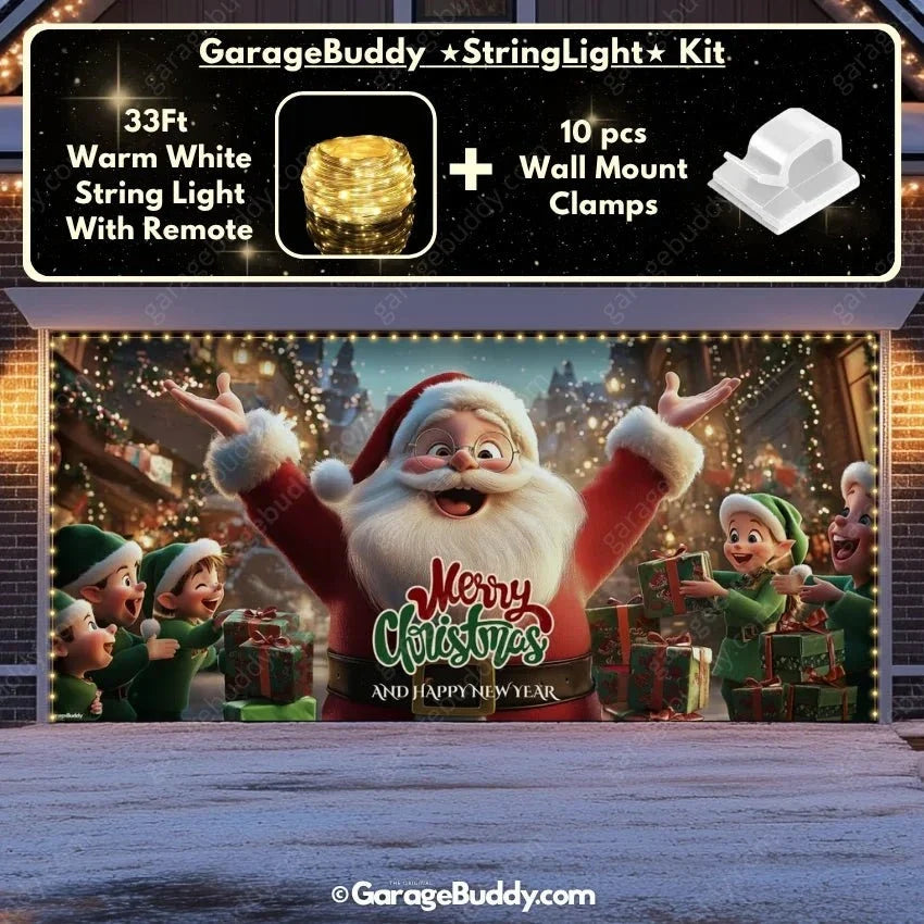 Santa And Elves | Christmas Garage Door Cover - Free Shipping