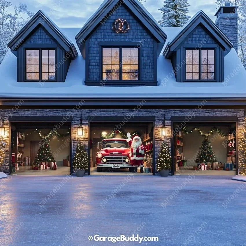 Santa's Garage | Christmas Garage Door Cover - Free Shipping