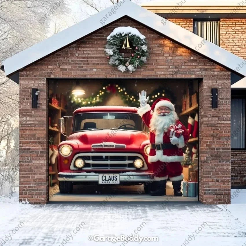 Santa's Garage | Christmas Garage Door Cover - Free Shipping