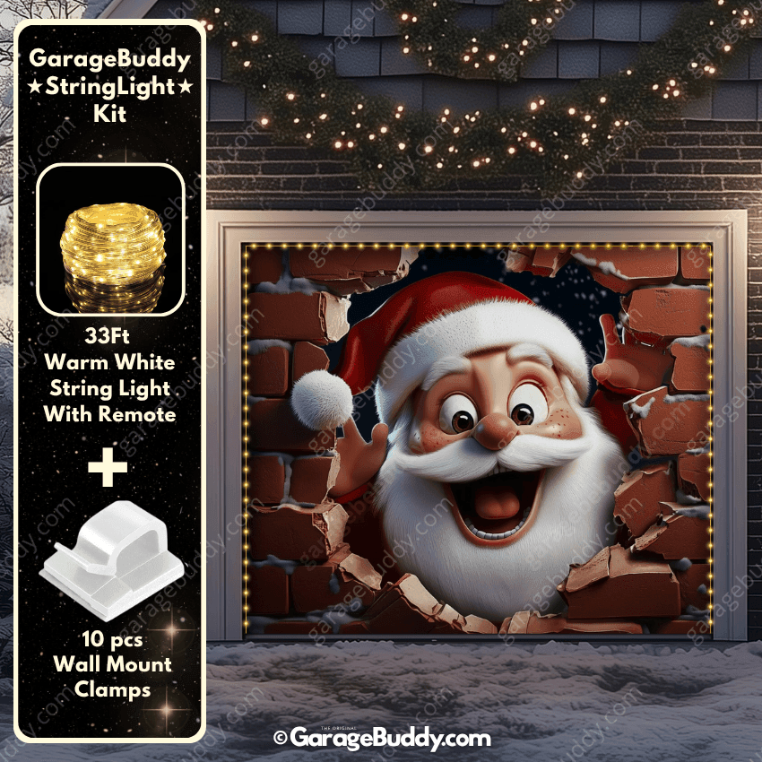 Santa's Surprise | Christmas Garage Door Cover - Free Shipping