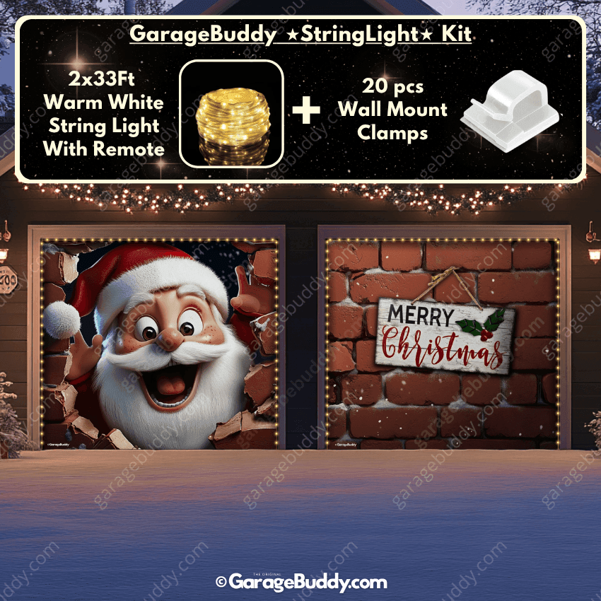 Santa's Surprise | Christmas Garage Door Cover - Free Shipping