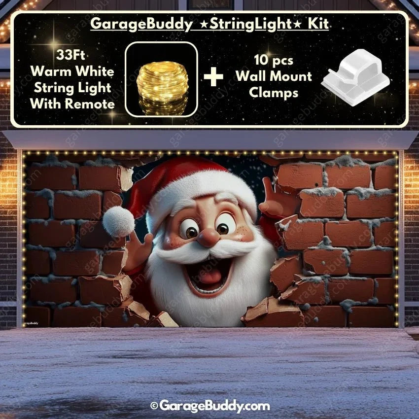 Santa's Surprise | Christmas Garage Door Cover - Free Shipping