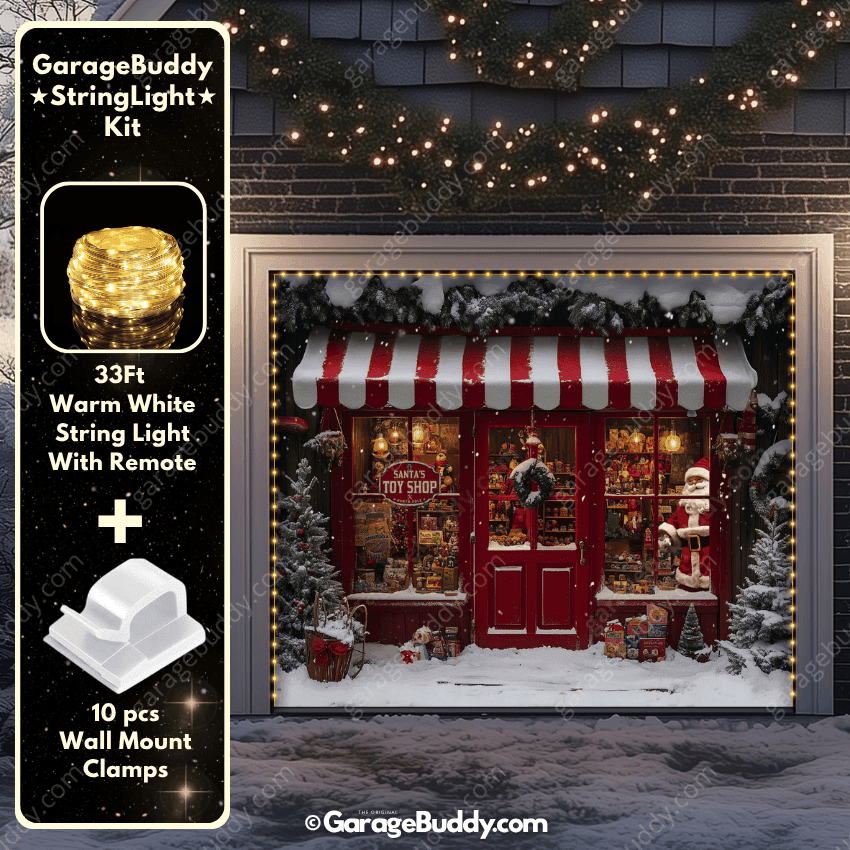 Santa's Toy Shop | Christmas Garage Door Cover - Free Shipping
